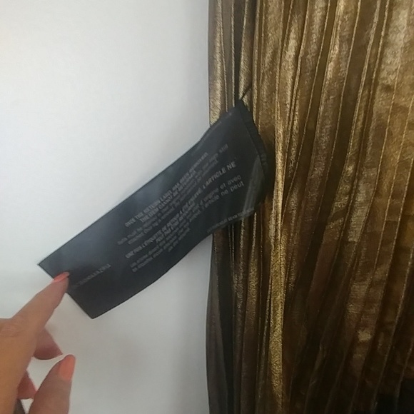 BCBG Metallic Color-blocked Pleated Gown - Picture 4 of 8